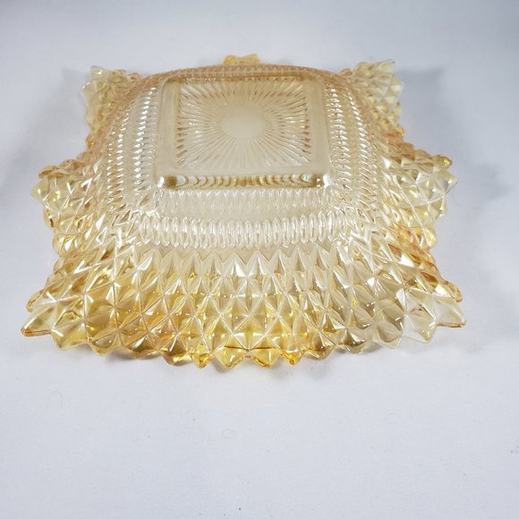 6" Diamond Point Ruffle Edge Orange Nut Candy Dish Indiana Glass. Mid century - Picture 4 of 6